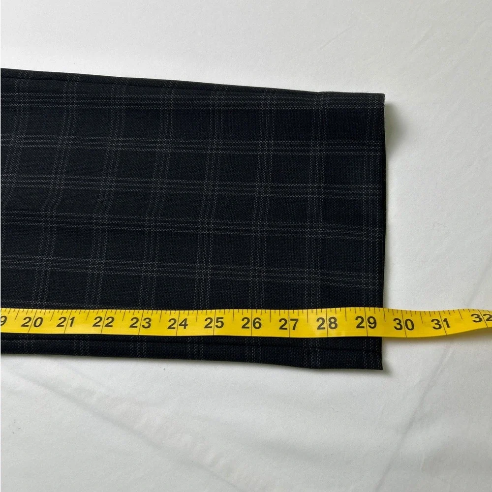 Banana Republic Mens Slim Fit Plaid Wool Dress Pants Size 33x30 Dark Grey Office